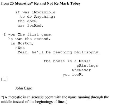 Mesostic: John Cage